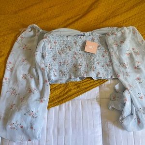 Floral crop top.  Baby blue